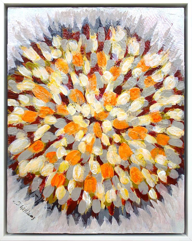 Perseverance Mandala by Shirley Williams  Image: PERSEVERANCE MANDALA original acrylic on artboard, float framed in white