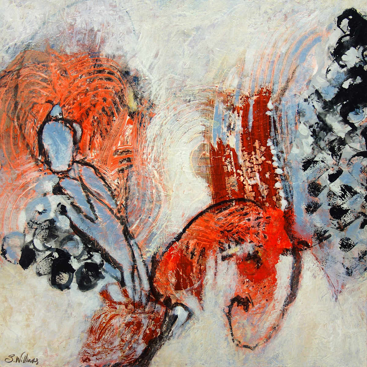 Coral Flow by Shirley Williams  Image: Coral Flow is an original acrylic and hand-painted paper collage painting