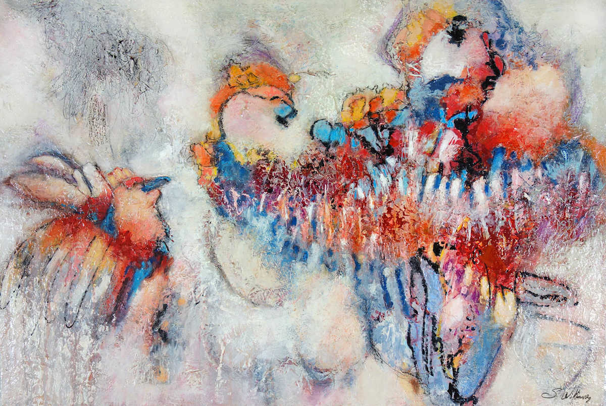 Crimson Bloom by Shirley Williams  Image: Crimson Bloom acrylic painting on canvas