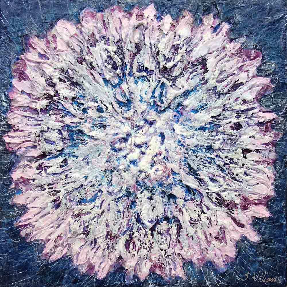 Pink Mandala by Shirley Williams  Image: PINK MANDALA sculpted acrylic on canvas, ready to hang