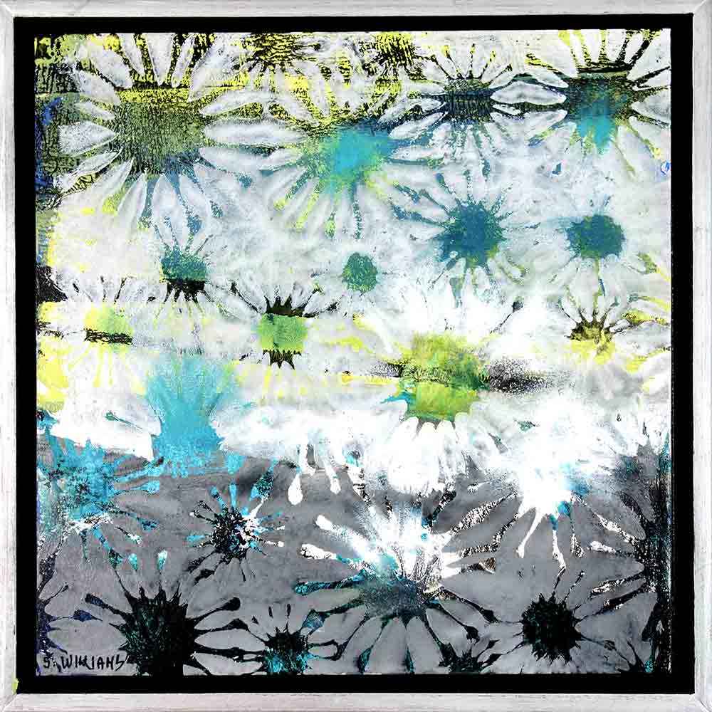 Starburst 1 by Shirley Williams  Image: Small framed Starburst painting ready to hang