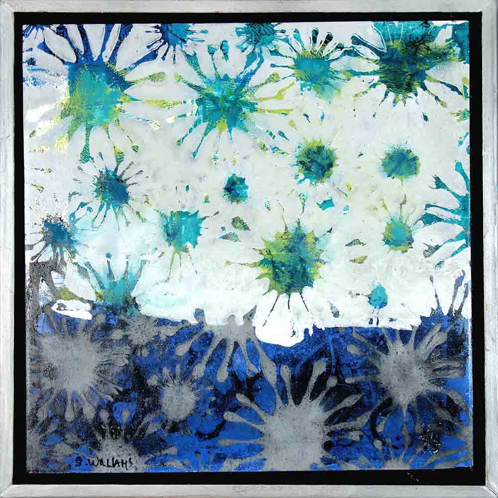 Starburst 2 by Shirley Williams  Image: Small float framed Starburst painting ready to hang