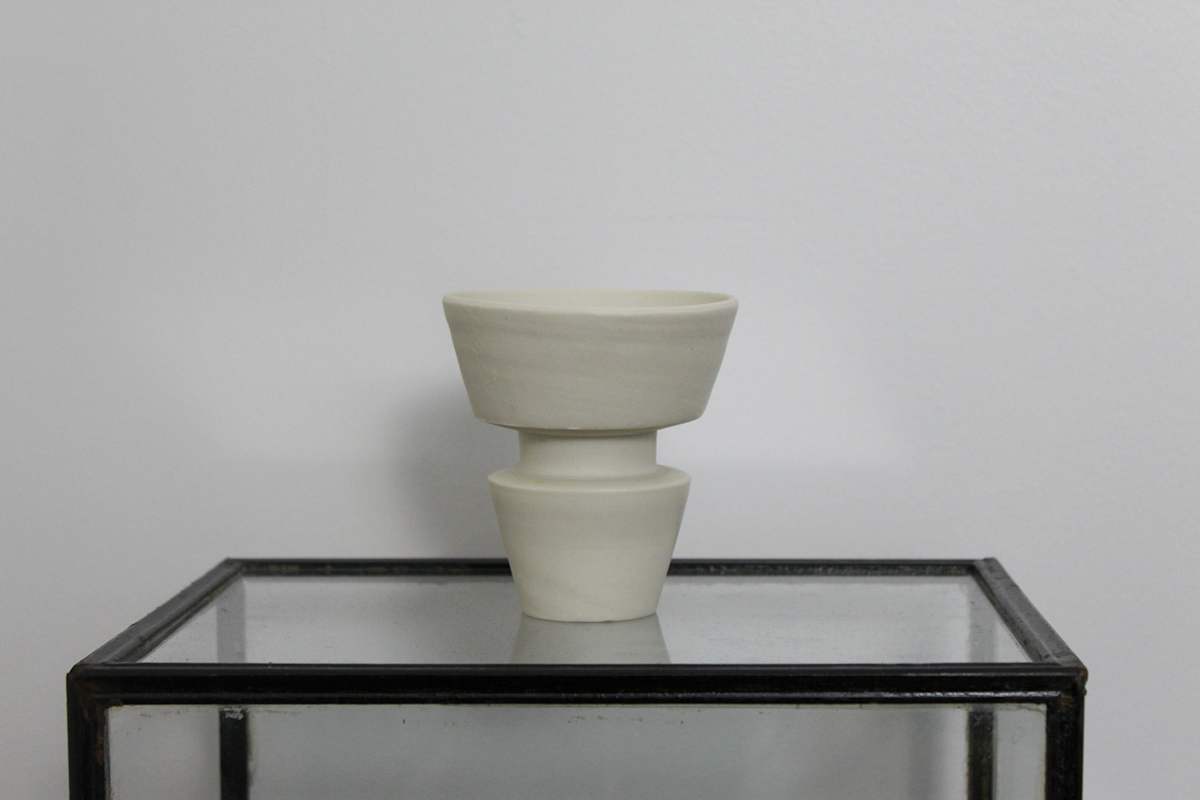 White Sliced Middle Pot by Benjamin Teague, Image 5.