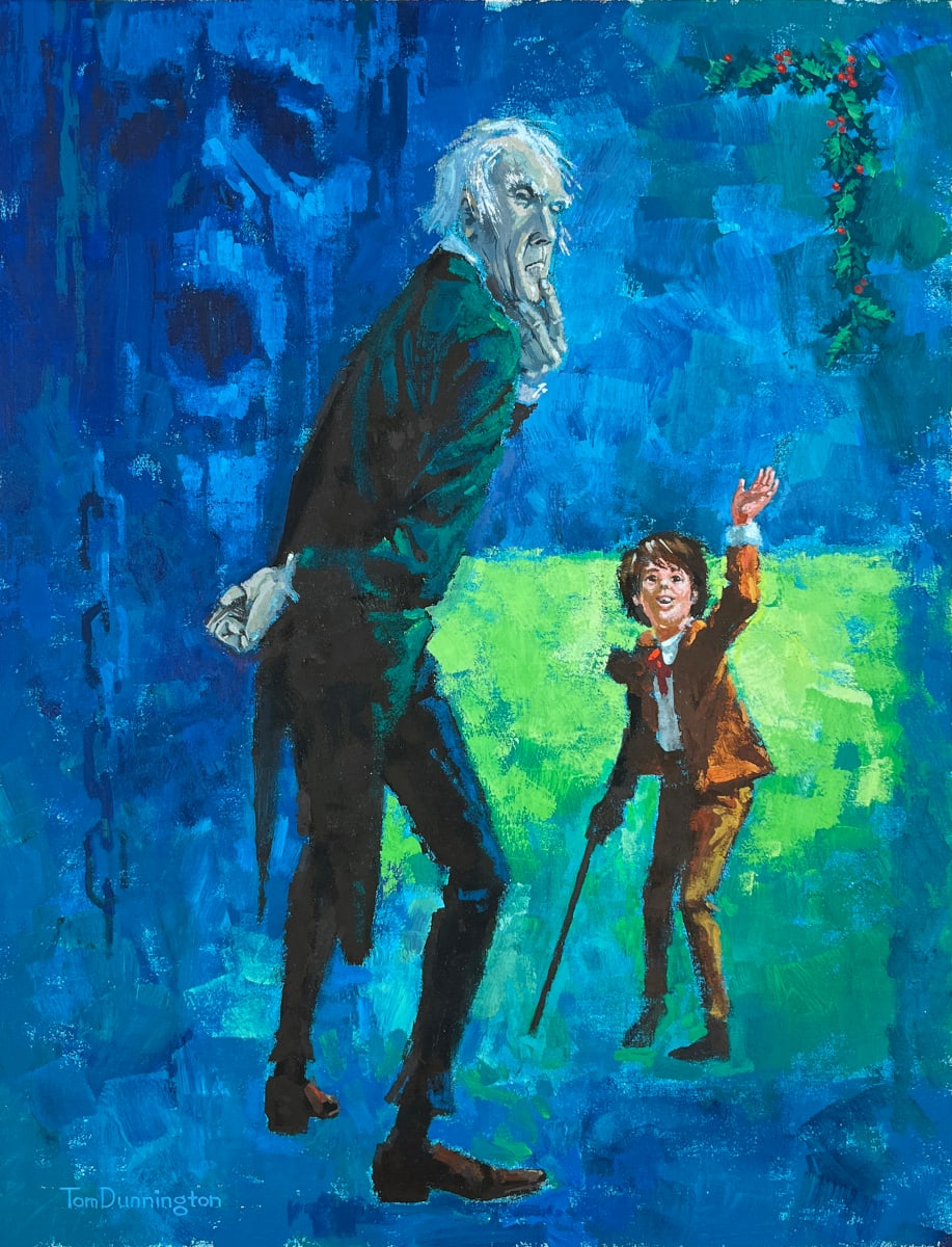 Title unonown (illustration of Ebenezer Scrooge and Tiny Tim) by Tom Dunnington 