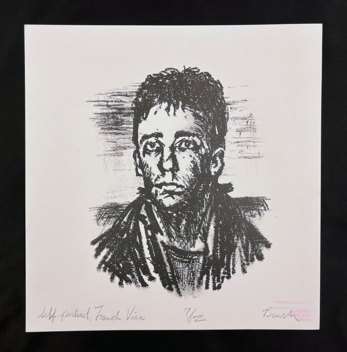 Self-portrait, French Visa by Robert H. Rush 