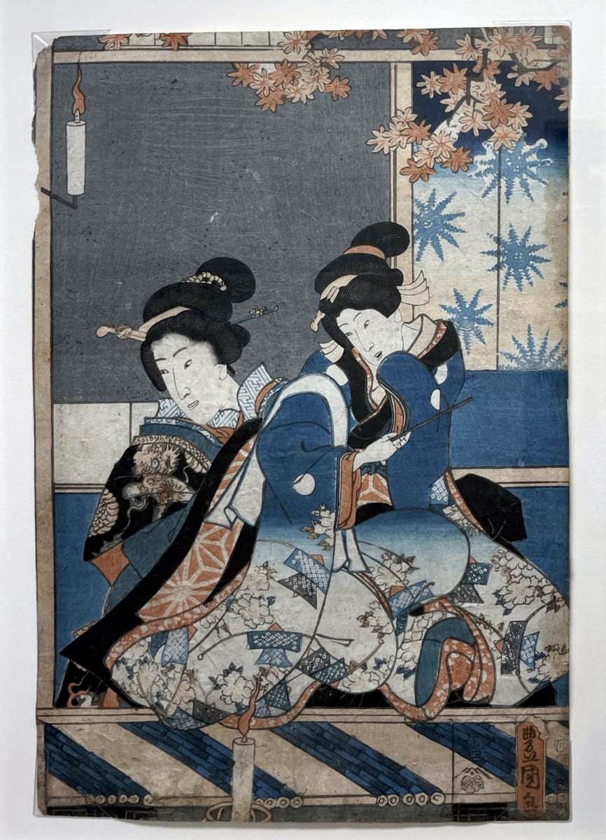 Banquet of the Next Full Moon at the Chrysanthemum Festival, from the series The Twelve Months (Chōyō nochi no tsuki no en, Jūni tsuki no uchi) by Utagawa Kunisada, Japanese culture 