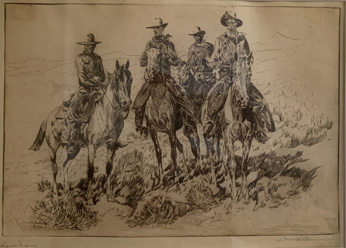 Ranchers by Edward Borein  Image: Early 20th Century etching 