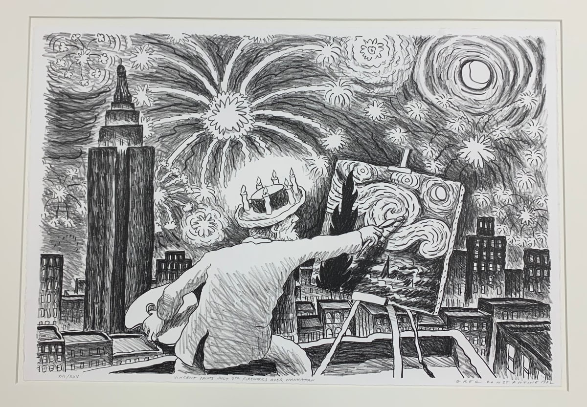 Vincent Paints July 4th Fireworks Over Manhattan by Greg Constantine 