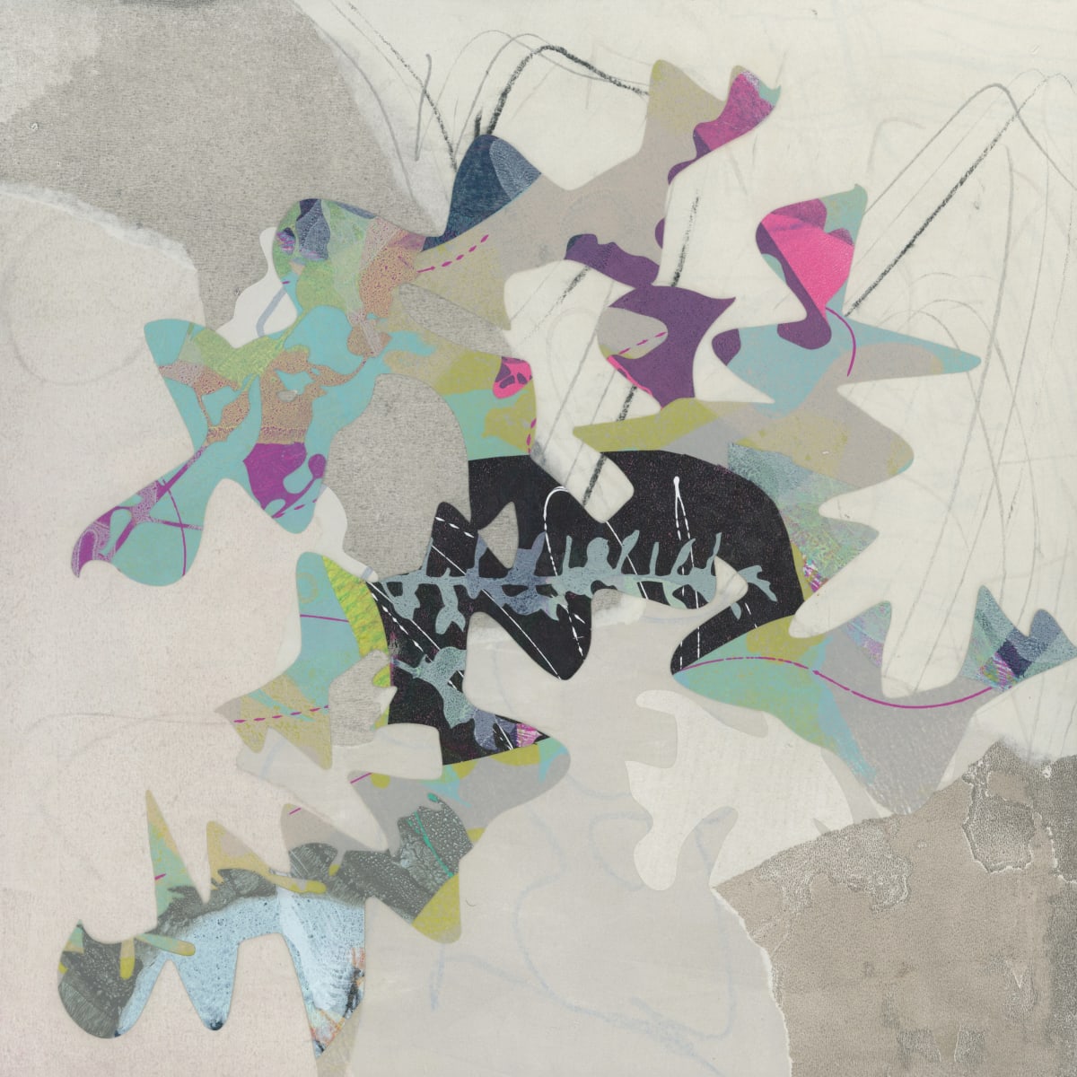 Help Me, Hondo! by Kathy Cornwell  Image: "Help Me, Hondo!" is a 12"x12" mixed media collage on panel