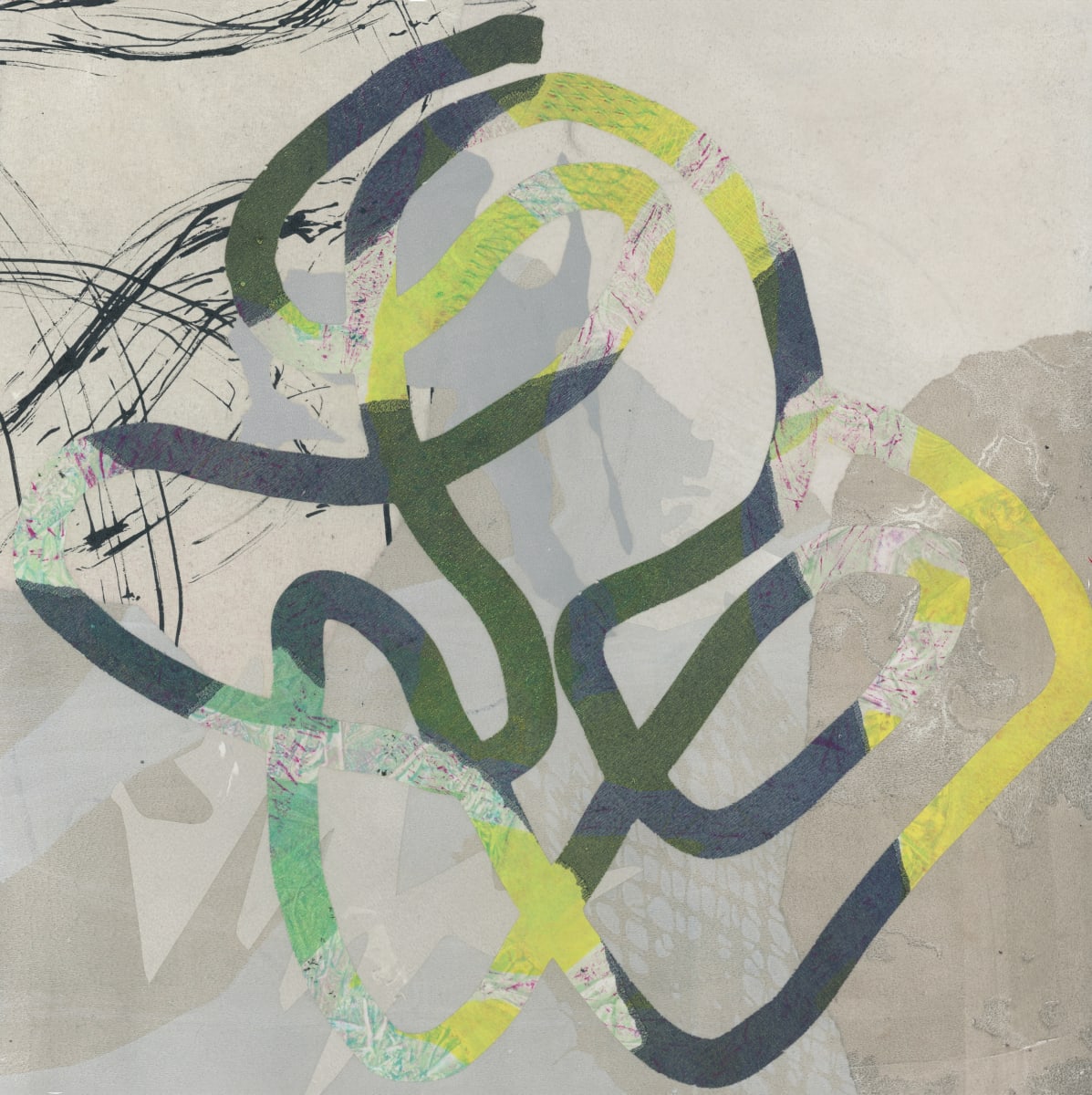 Hello Helicopter by Kathy Cornwell  Image: "Hello Helicopter" is a mixed media collage on panel.