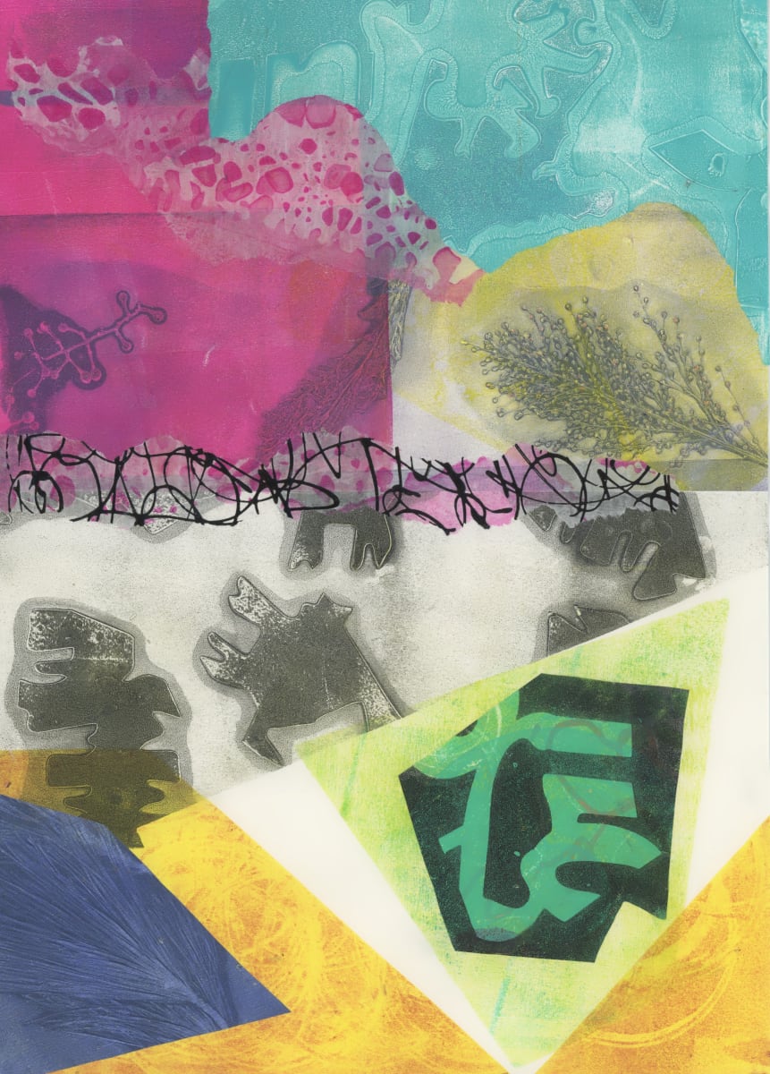 Surprise Plate by Kathy Cornwell  Image: Mixed media collage made from monotypes