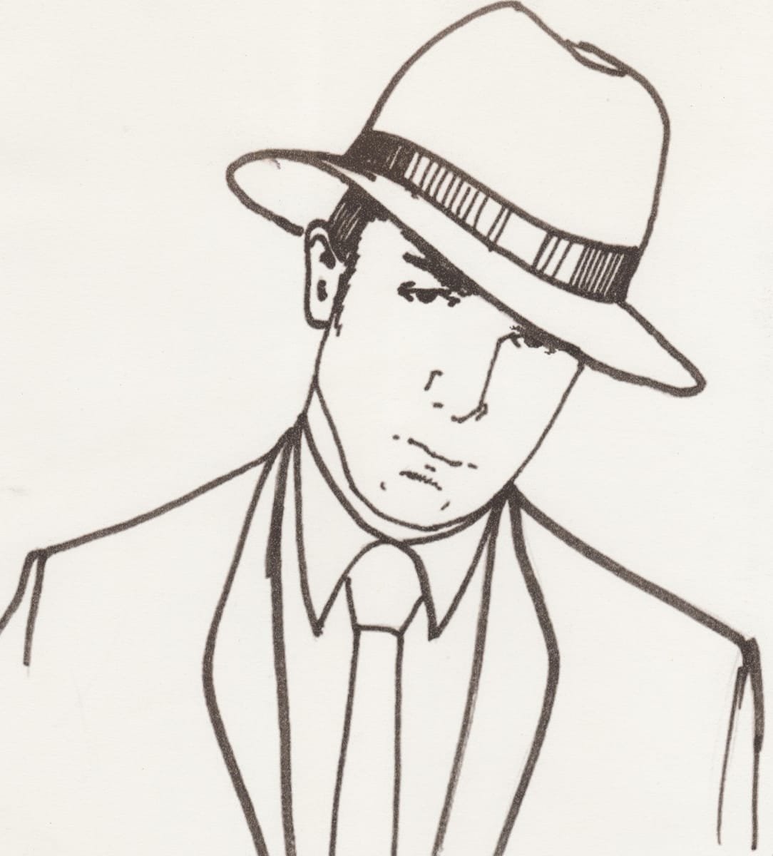 Gangster CD Cover by Elizabeth Stathis   Image: Pen and Ink rendering of a young gangster for a CD album cover.