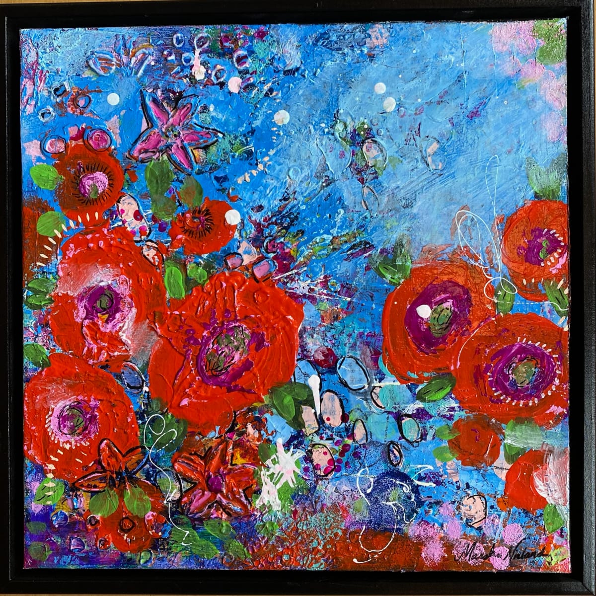 Bold & Free by Marsha Nieland  Image: Acrylic on 12x12 canvas with black floating frame.