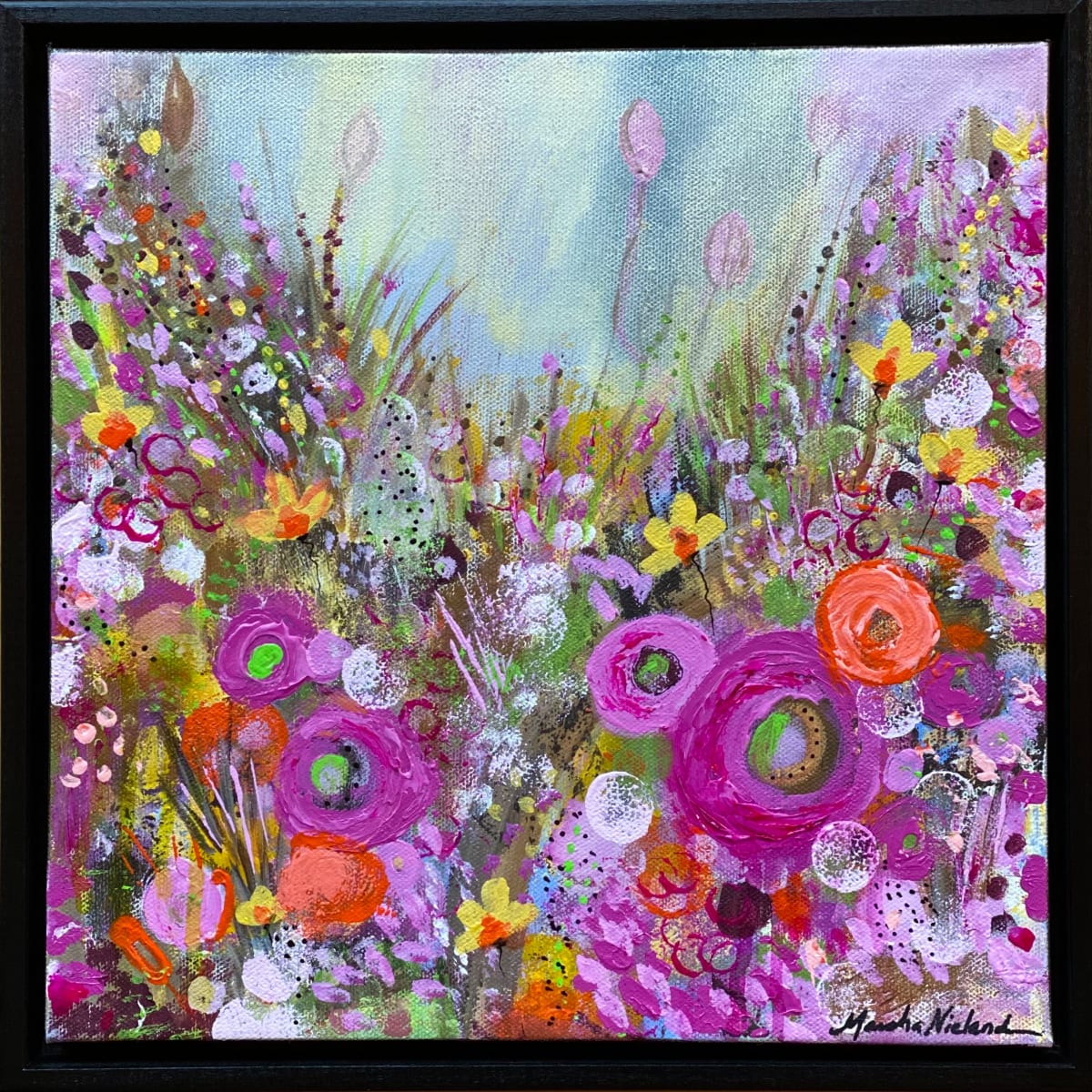 Natural & Free by Marsha Nieland  Image: Acrylic on 12x12 canvas with black floating frame.
