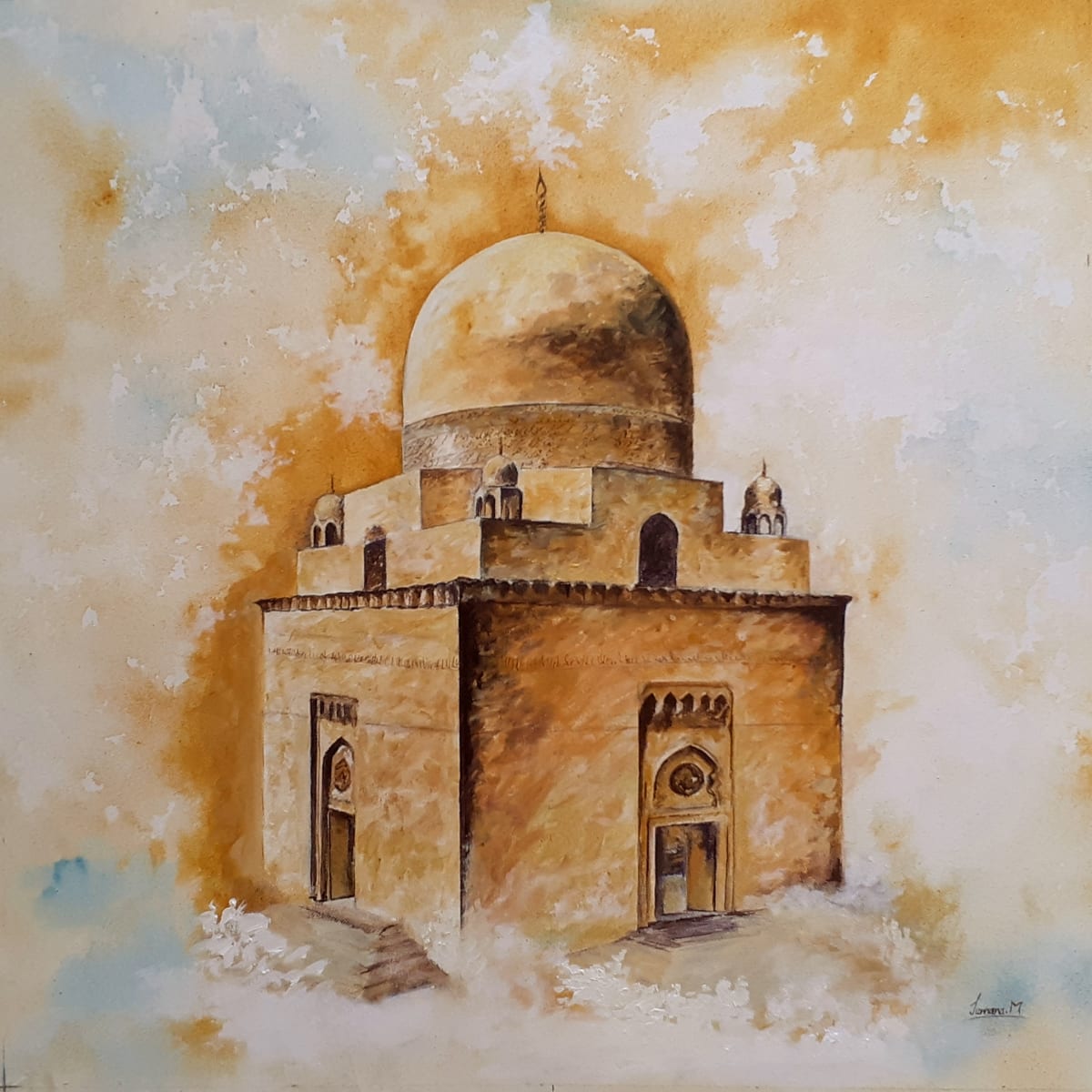 Raudat Tahera, Glory in Gold by Jumana Mohammed Qayyumi  Image: "Raudat Tahera, Glory in Gold" - An abstract artwork that brings to life memories of Deedar and captures the essence of Raudat Tahera.