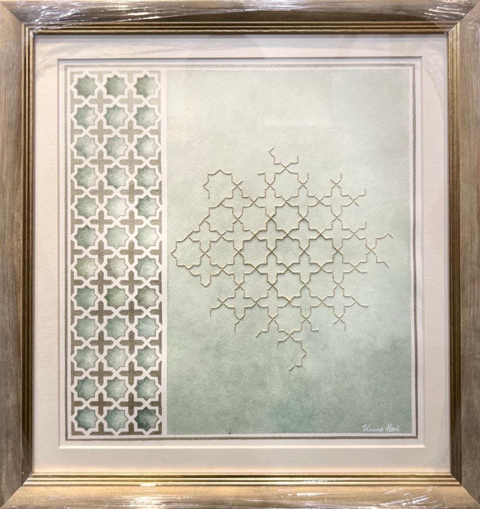 Focal Point by Umme Hani Tinwala  Image: Weaving an intricate tapestry of hand-painted serenity and tactile allure, inviting viewers to explore its intricate details and interpretations.