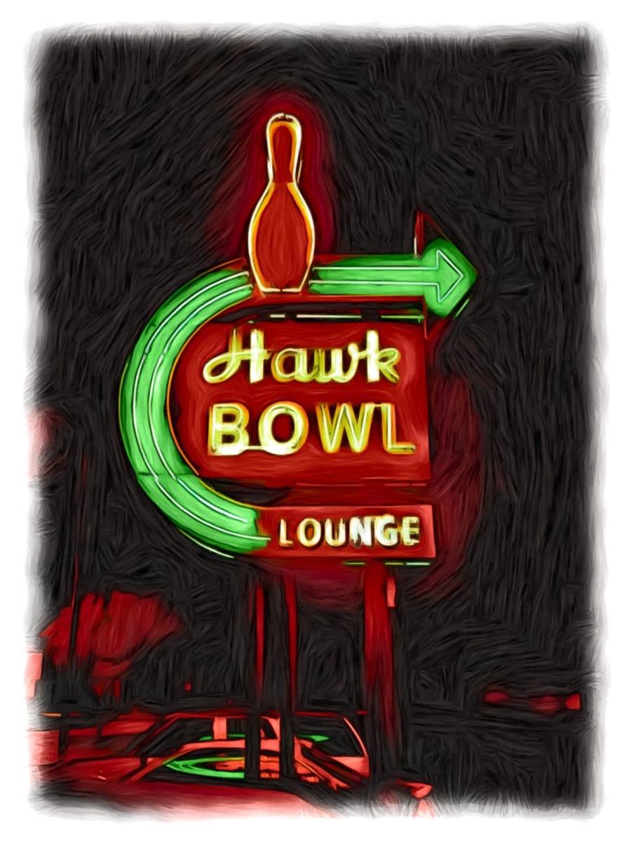 Pinned Down by Lisa Drew  Image: original photograph of the Hawk Bowling Alley in Crookston, MN