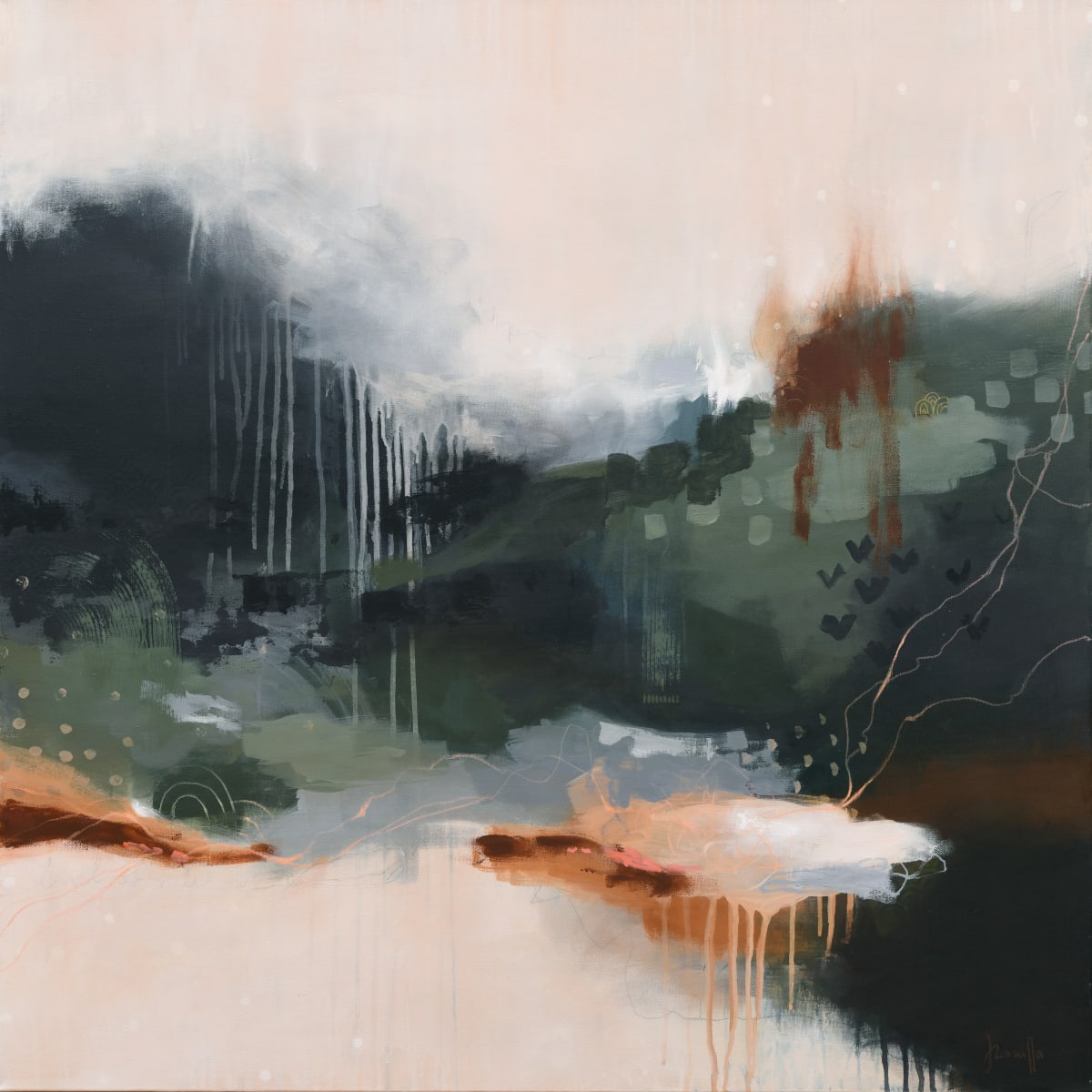 Haiku Rain Bliss by Josefina Zorrilla de San Martin  Image: Haiku Rain Bliss by Josefina Zorrilla
Mixed media & Oil on Canvas
36" x 36"