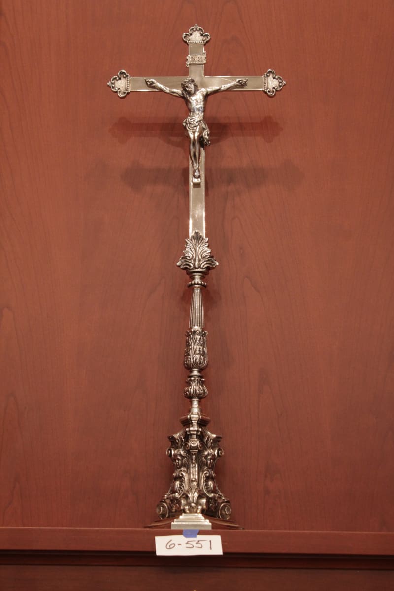 Matching Silver Candlesticks and Crucifix 
