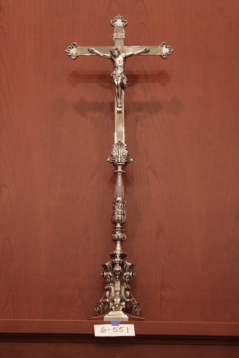 Matching Silver Candlesticks and Crucifix, Image 1.
