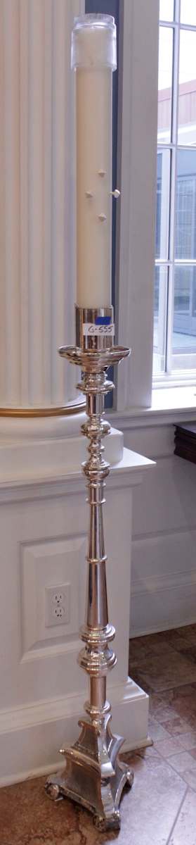 Silver Floor Standing Candlestick, Image 1.