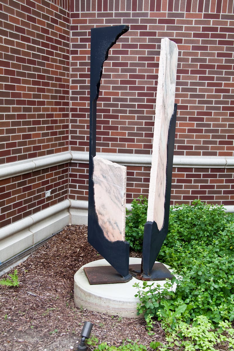 Marble slab and steel outdoor sclupture by Ernest Shaw 