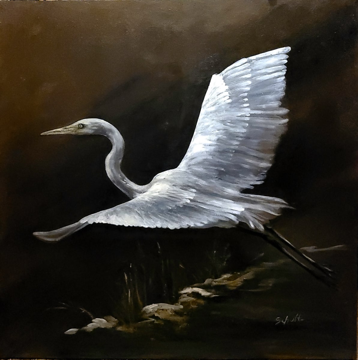 Great Flight by Sandra Schultz  Image: Great Egret in Flight