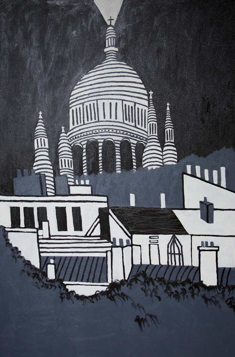 Sacre Coeur Black & White Oil Large Format by The Estate of Don Blaisdell 