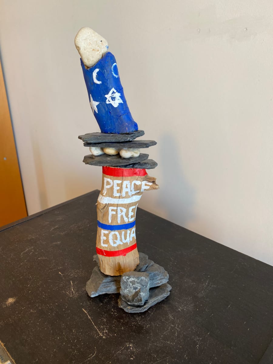 Peace, Freedom, Equality Beach Sculpt by Augustine Blaisdell 