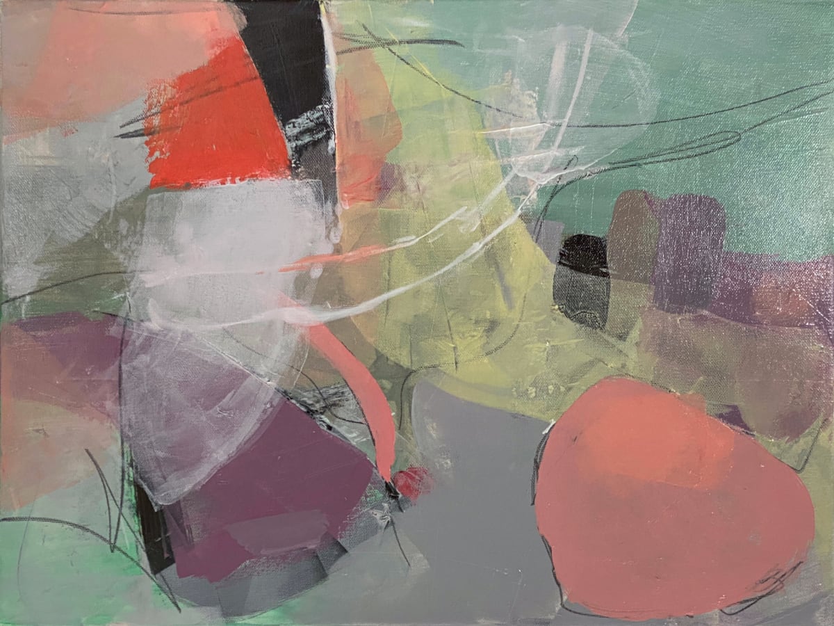 The peach greets the plum by Patricia Sandberg 