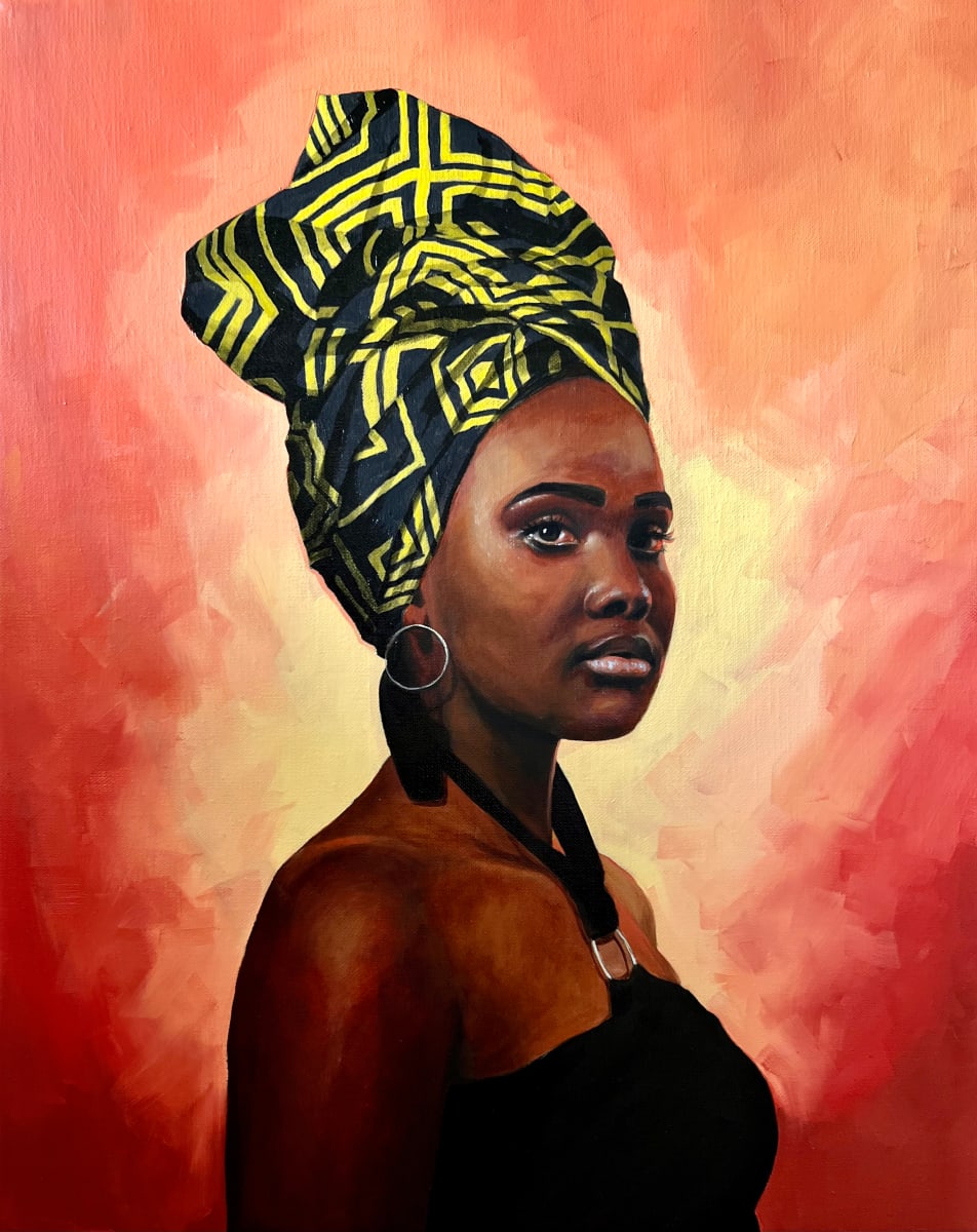 Woman in Doek on Red Background by Luke Parry 