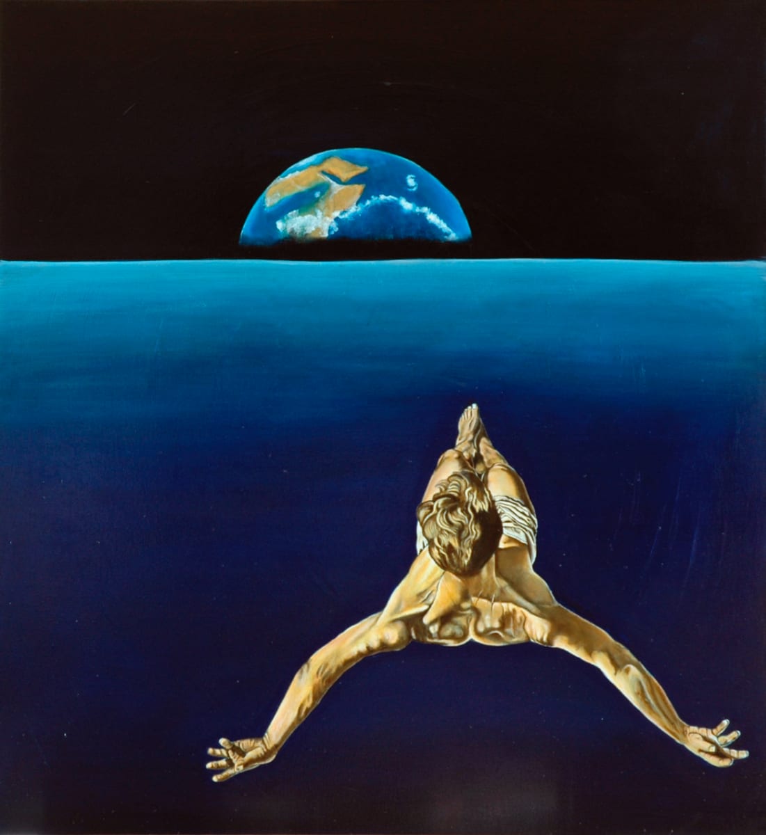 FLOATING CHRIST by Philippe Walker  Image: A Christ by Salvador Dali in levitation into space
