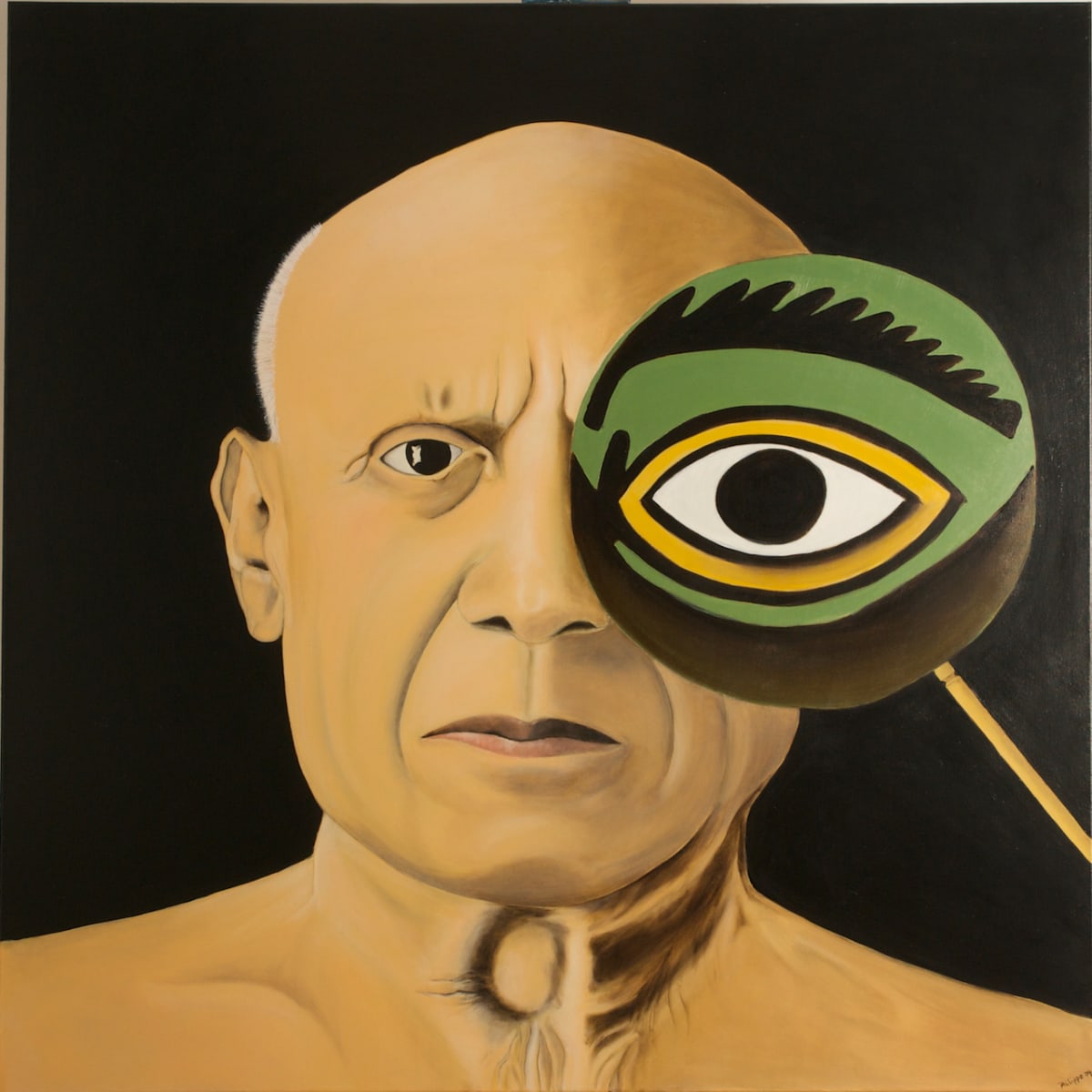 L'OEIL DU MAITRE / THE MASTER'S EYE by Philippe Walker  Image: A PORTRAIT OF PICASSO BRINGING TOGETHER ONE OF HIS COMPOSITION TO REPLACE HIS OWN EYE