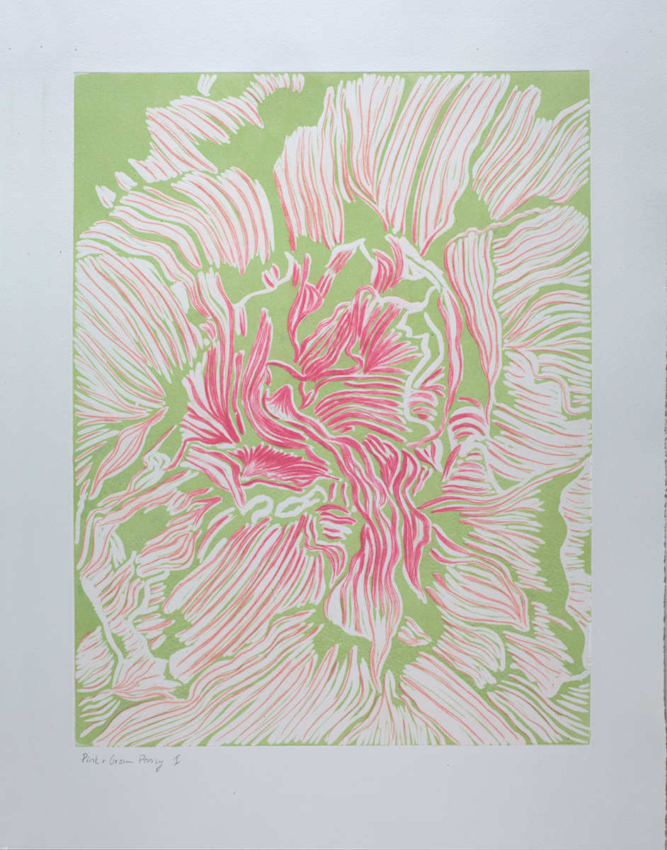 Pink and Green Peony I by Margaret Galvin Johnson 