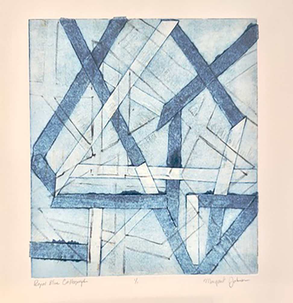Royal Blue Collograph by Margaret Galvin Johnson, Image 1.