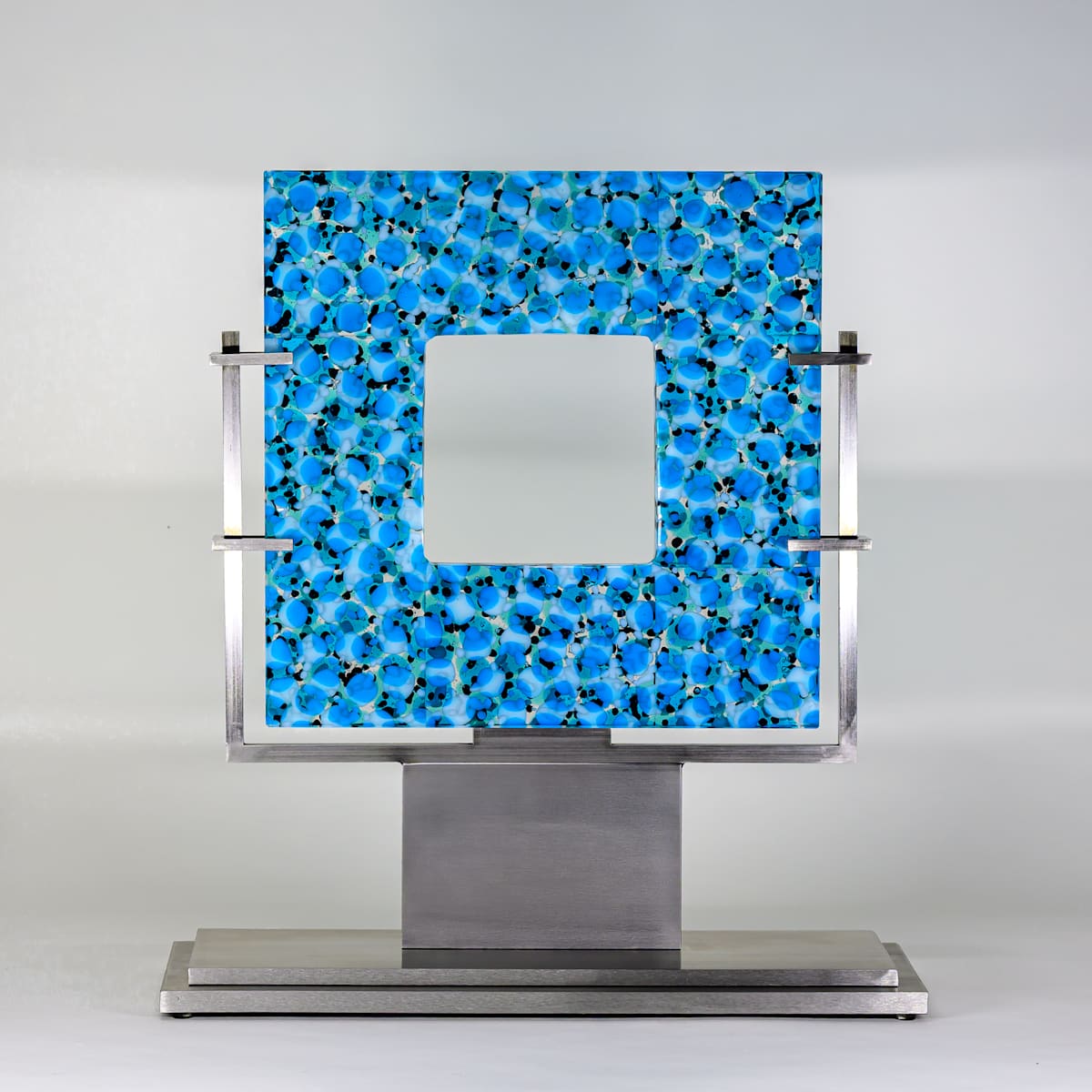 Alpha One by Steve Immerman  Image: Alpha One kilnformed glass in stainless steel stand