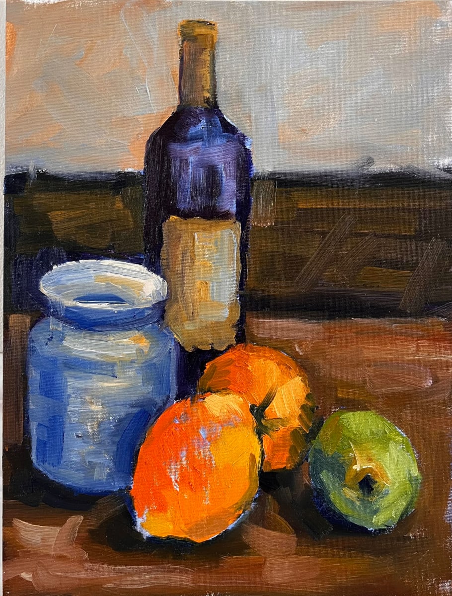 ORANGE AND PEAR STILL LIFE by Julia Solazzo Art 