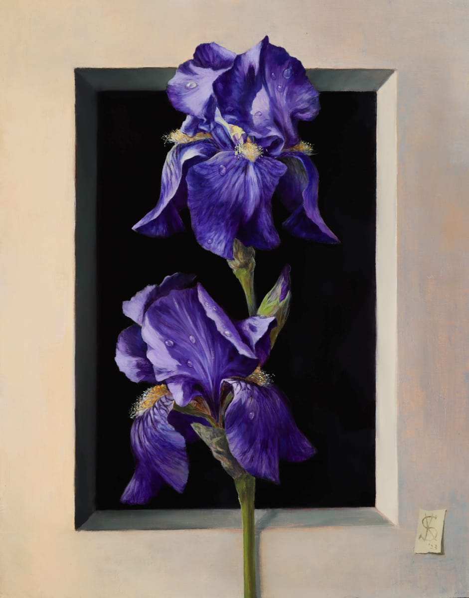 Iris by Kristine Skipsna  Image: Botanisches Ölgemälde „Iris“ – zarte Naturdarstellung von Kristine Skipsna