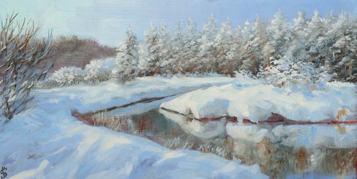 Winter Nr.8 by Kristine Skipsna  Image: Ölgemälde „Winter Nr.8“ – dezente Winterlandschaft von Kristine Skipsna