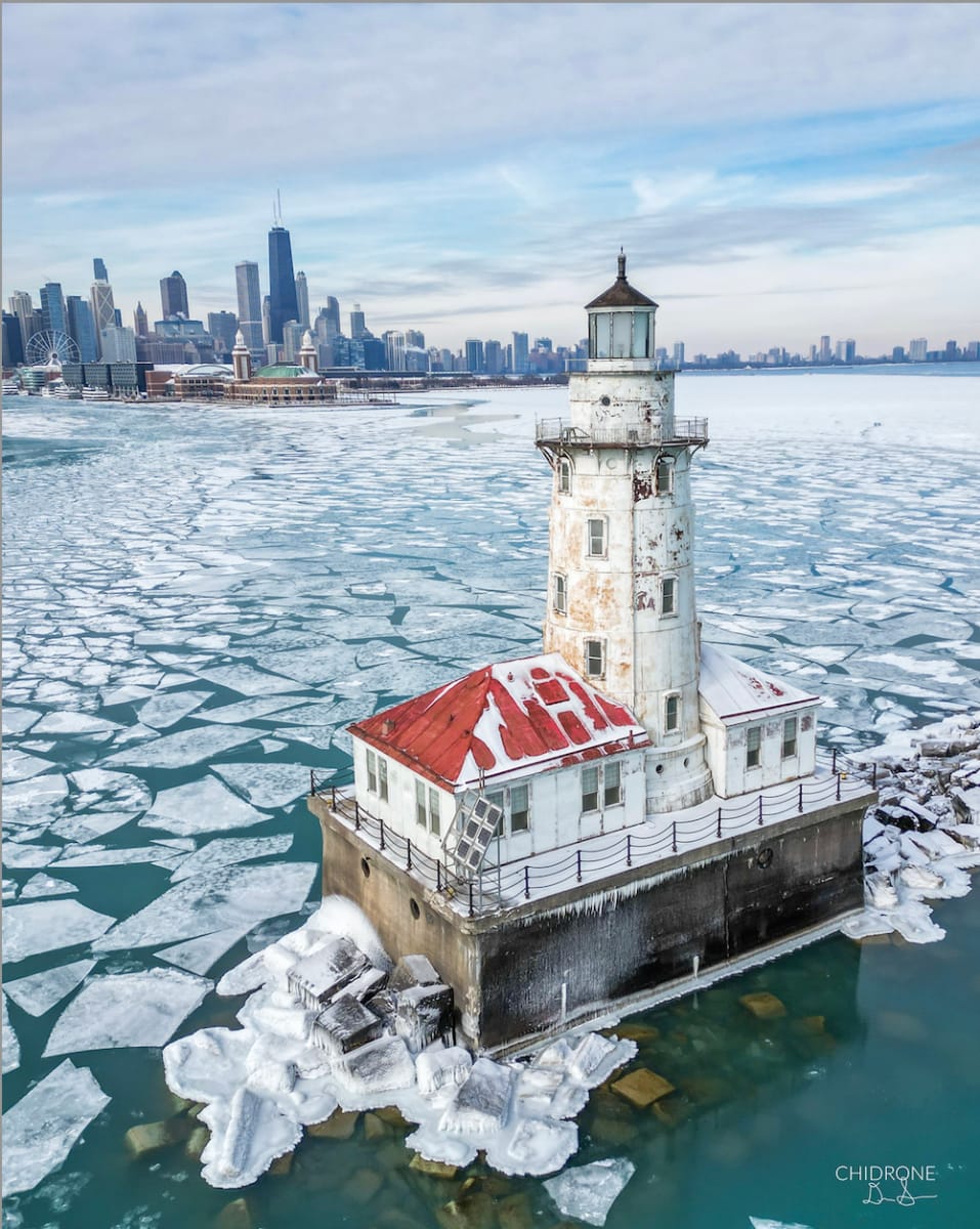 Icy Chicago Harbor Light by Daniel Schindler 