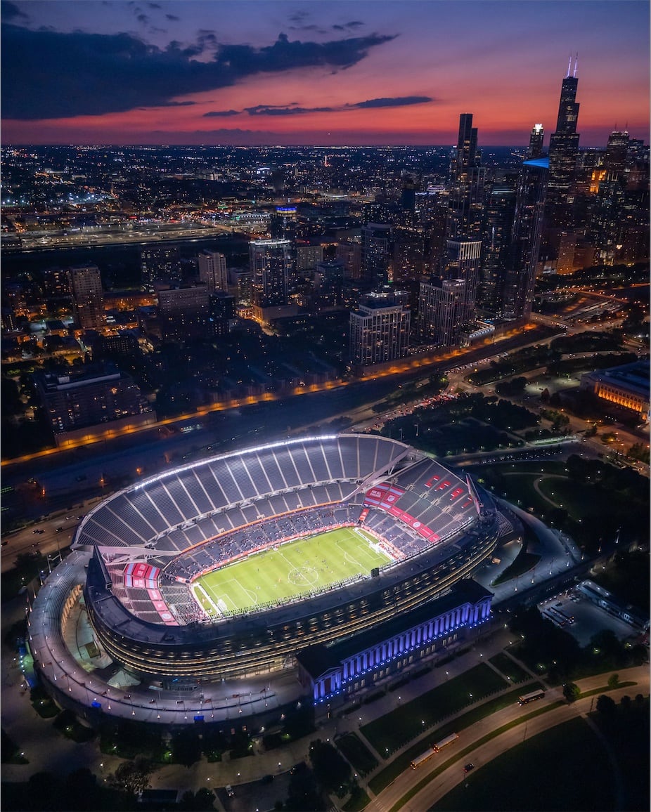 Soldier Field Sunset in Summer by Arturo Gonzalez 