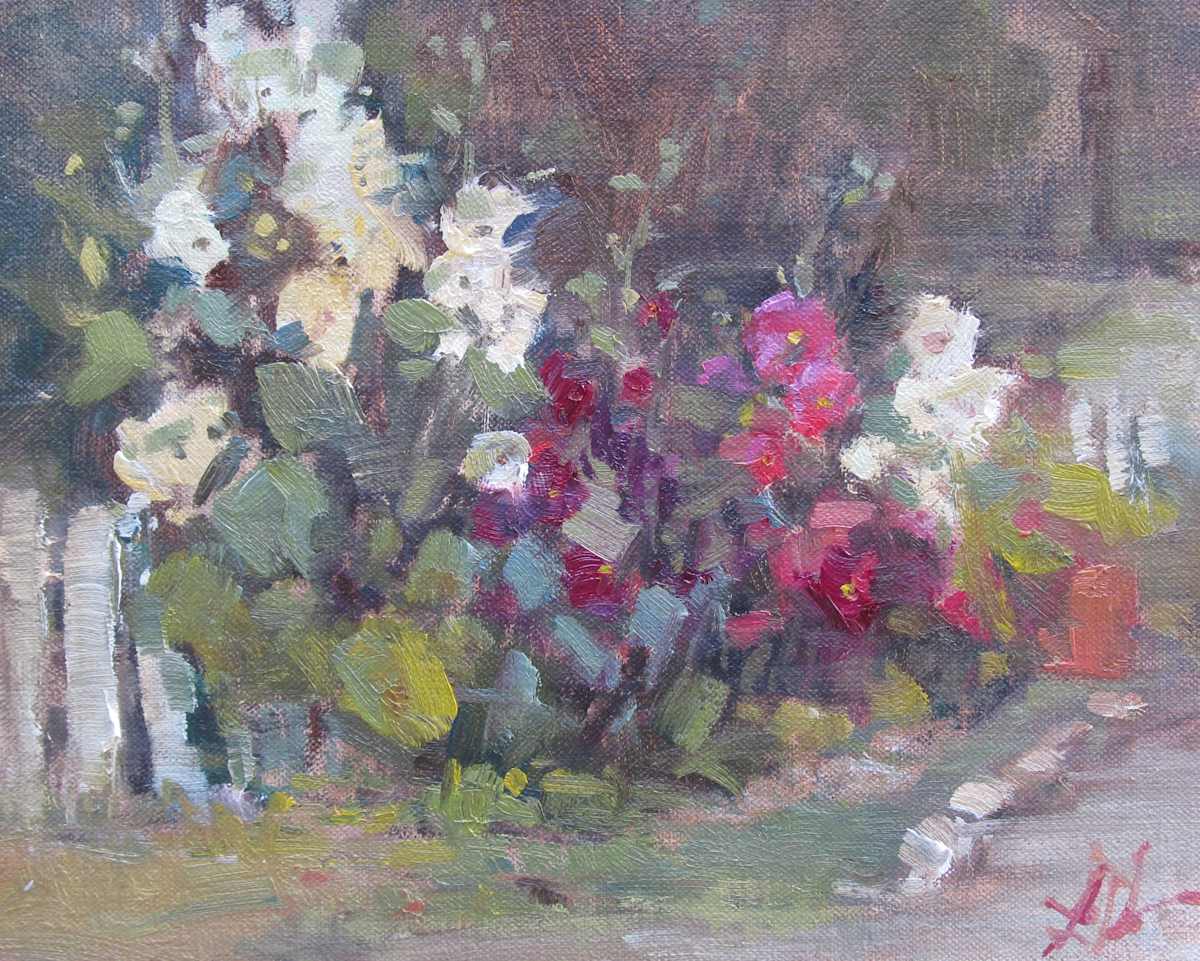 Lefty's Hollyhocks by Lamya Deeb, Image 1.