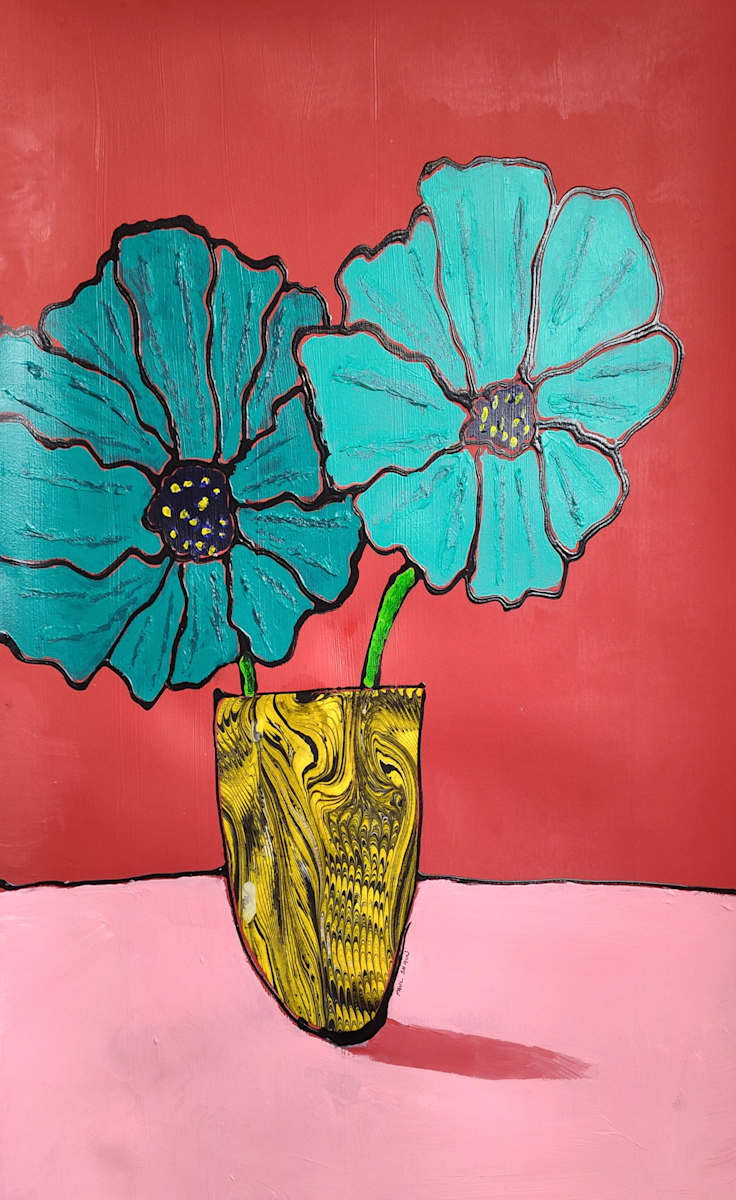 Cosmos on a Pink Table by Paul Shain, Image 1.