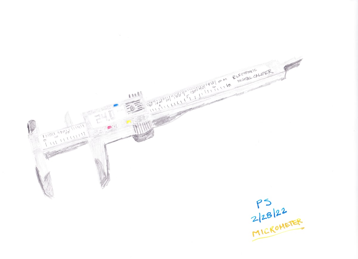 Micrometer by Paul Shain  Image: From my first drawing class. I seemed to catch on when we started drawing tools. 