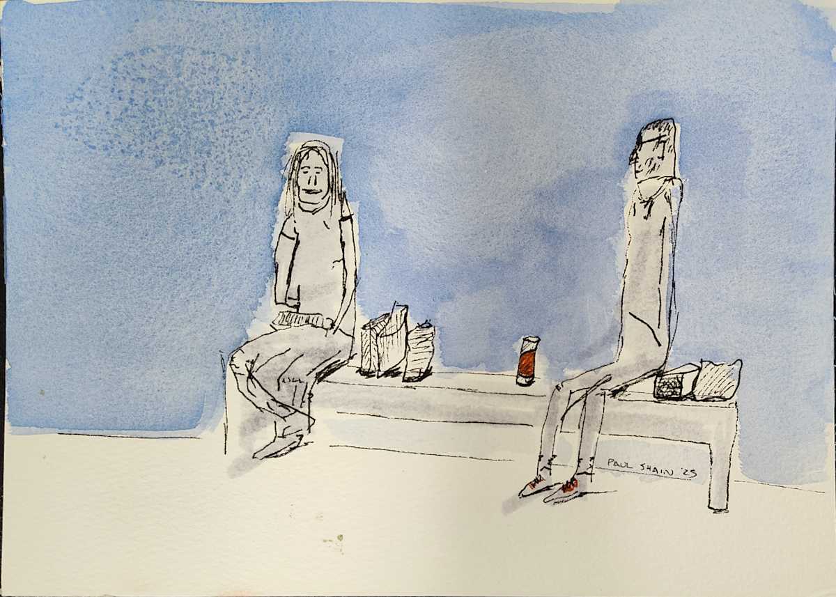 Artists on a Bench by Paul Shain 