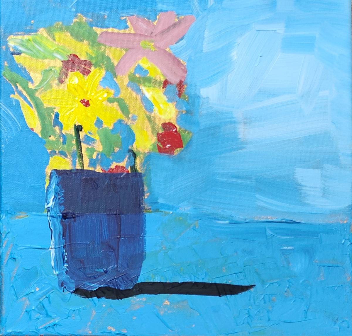 Flowers in a Blue Vase by Paul Shain 