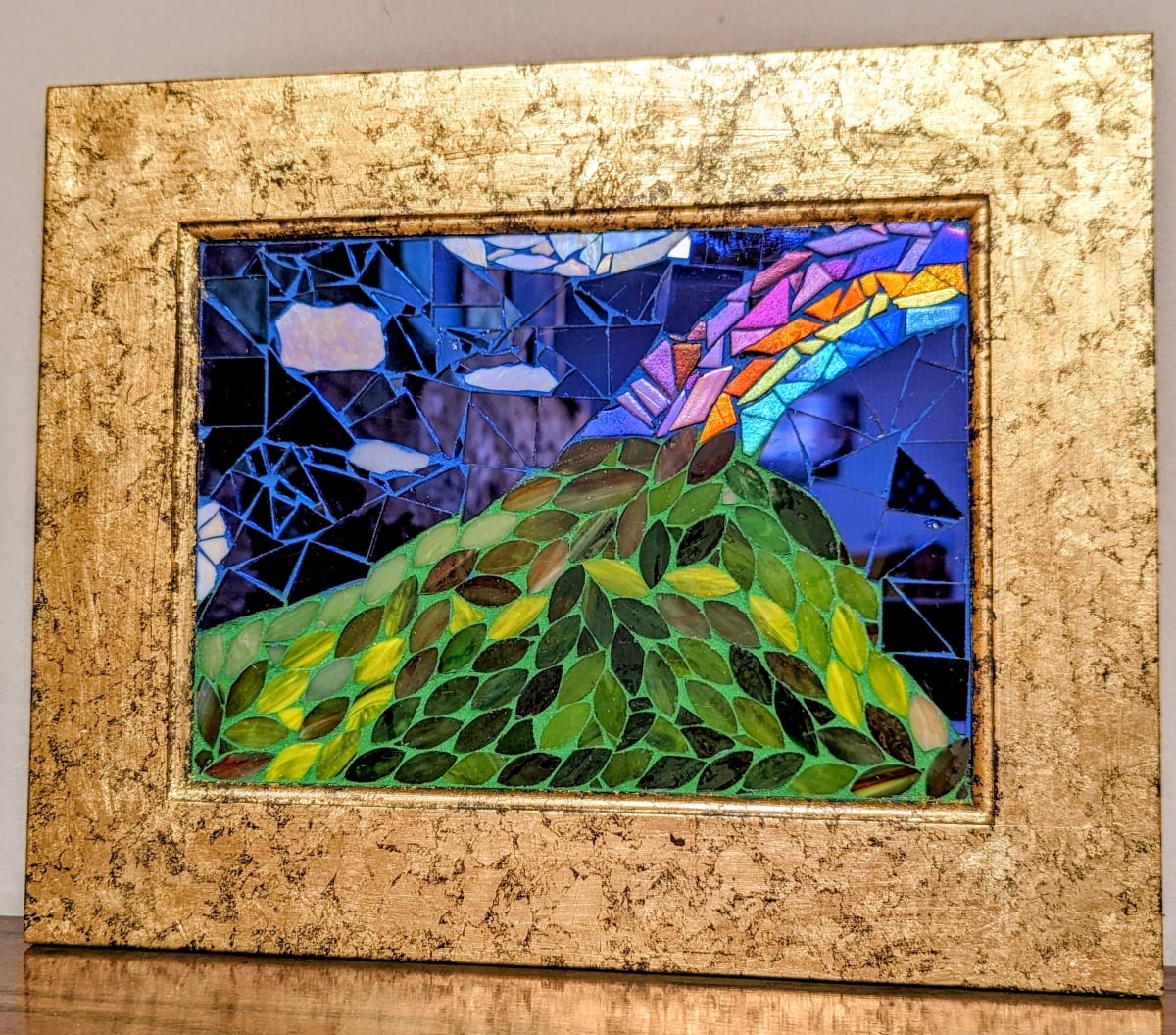 Over the Rainbow by Emily Stevens  Image: Mosaic of mountain with rainbow overhead