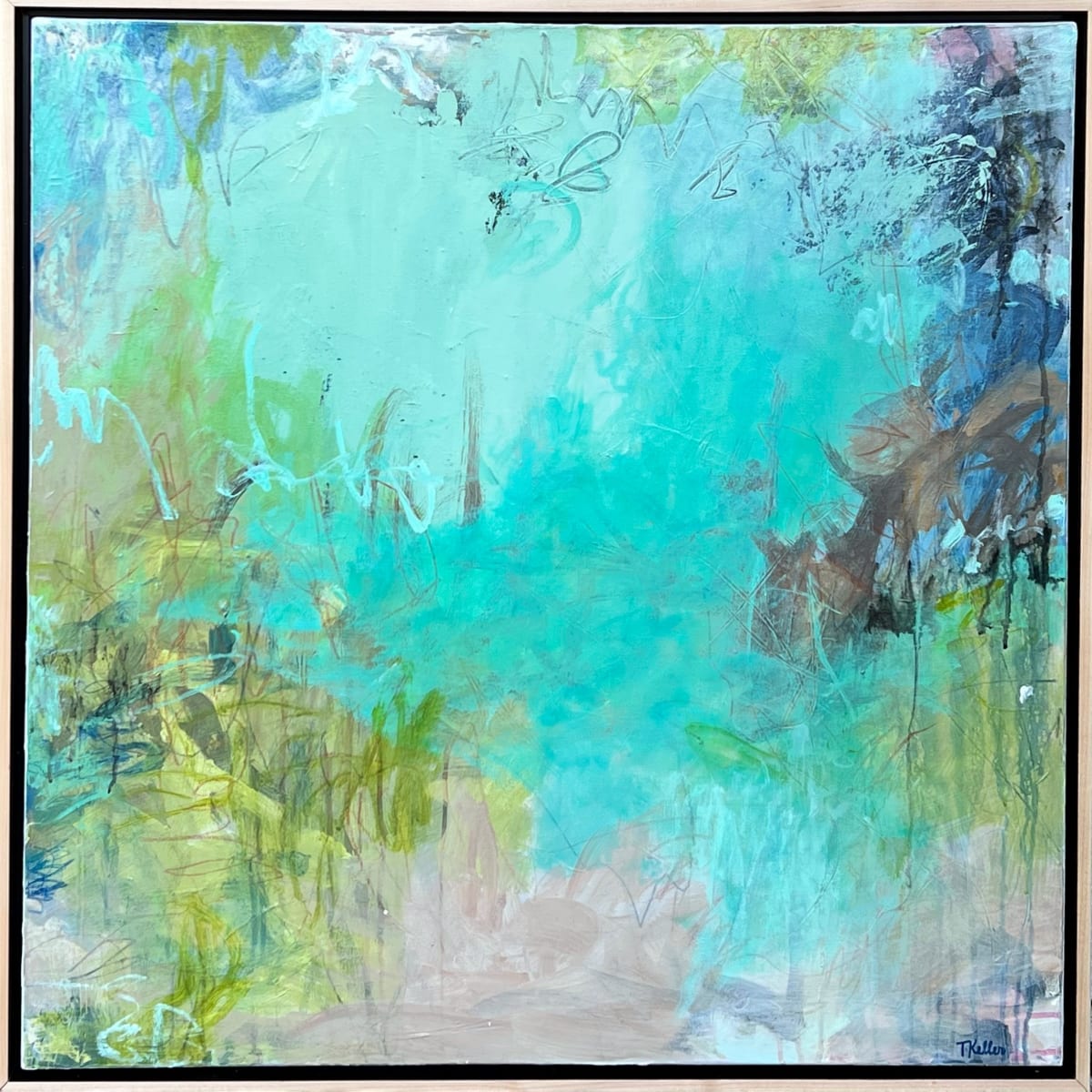 Peace In The Storm by Tammy Keller Contemporary Art  Image: Framed with a floater frame in natural birch