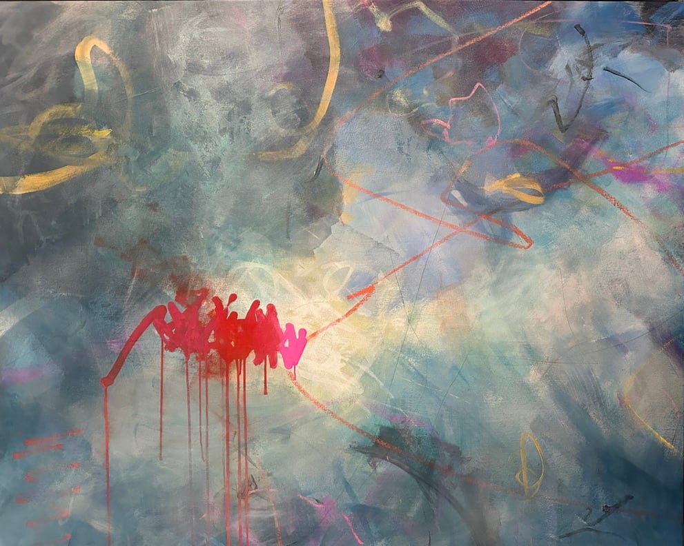 Fusion by Carol MacConnell  Image: Fusion, original abstract in a room setting