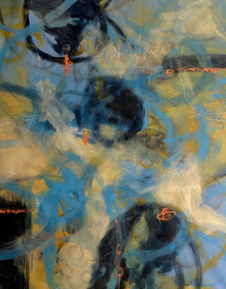 Falling by Carol MacConnell  Image: Falling original abstract painting in a room setting